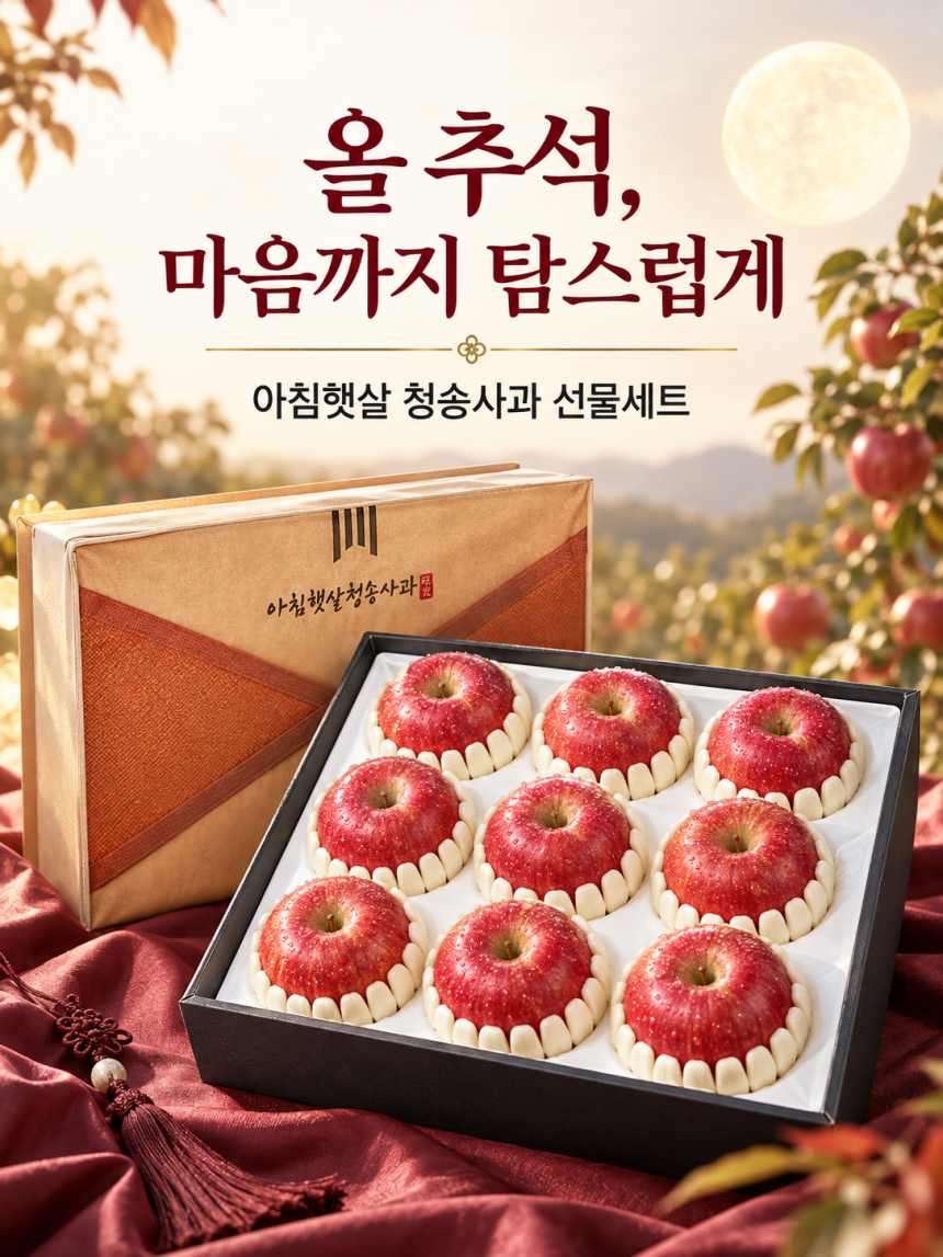 붉은 과실 11개에서 12개를 부직포가방과 상자에 담은 4kg 포장 구성